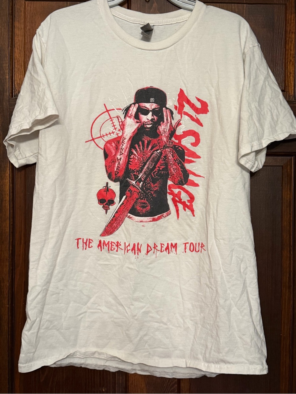 21 Savage Concert T- Shirt Size Adult Large The American Dream tour White Red